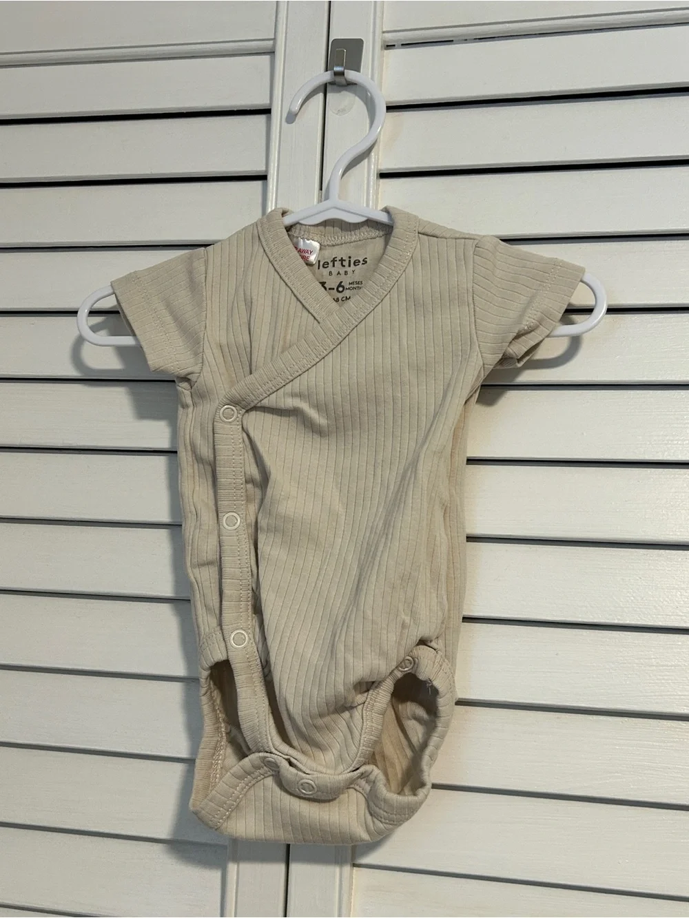 Lefties Baby Neutral Ribbed Wrap-Front One-Piece Bodysuit - Cream